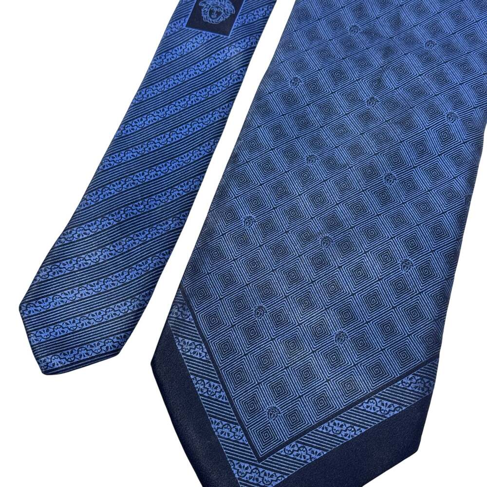 Versace Navy Abstract Pattern Tie - Picture 3 of 10